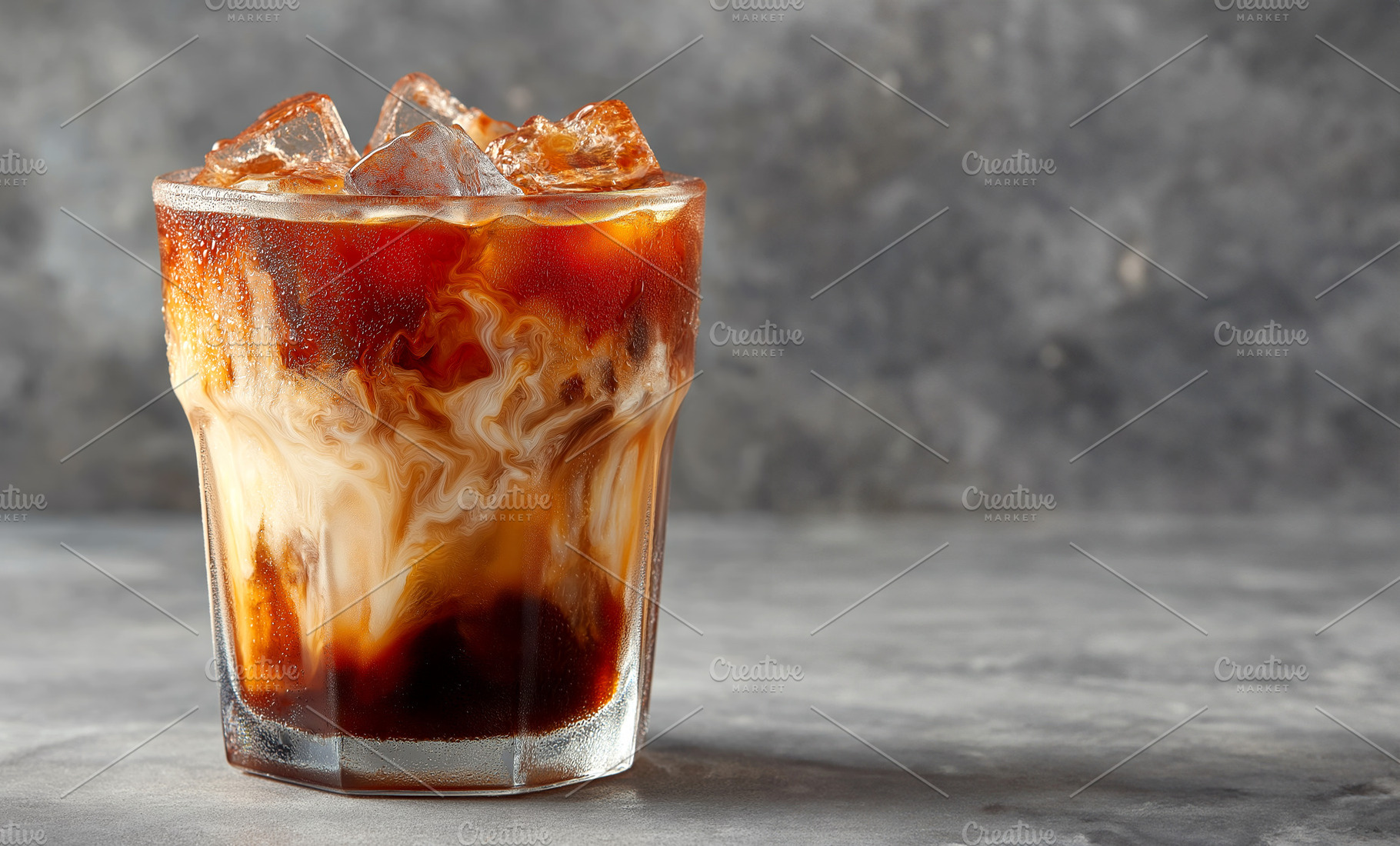 Iced Coffee with Milk Swirls, a Food & Drink Photo by Ocean Digital Art