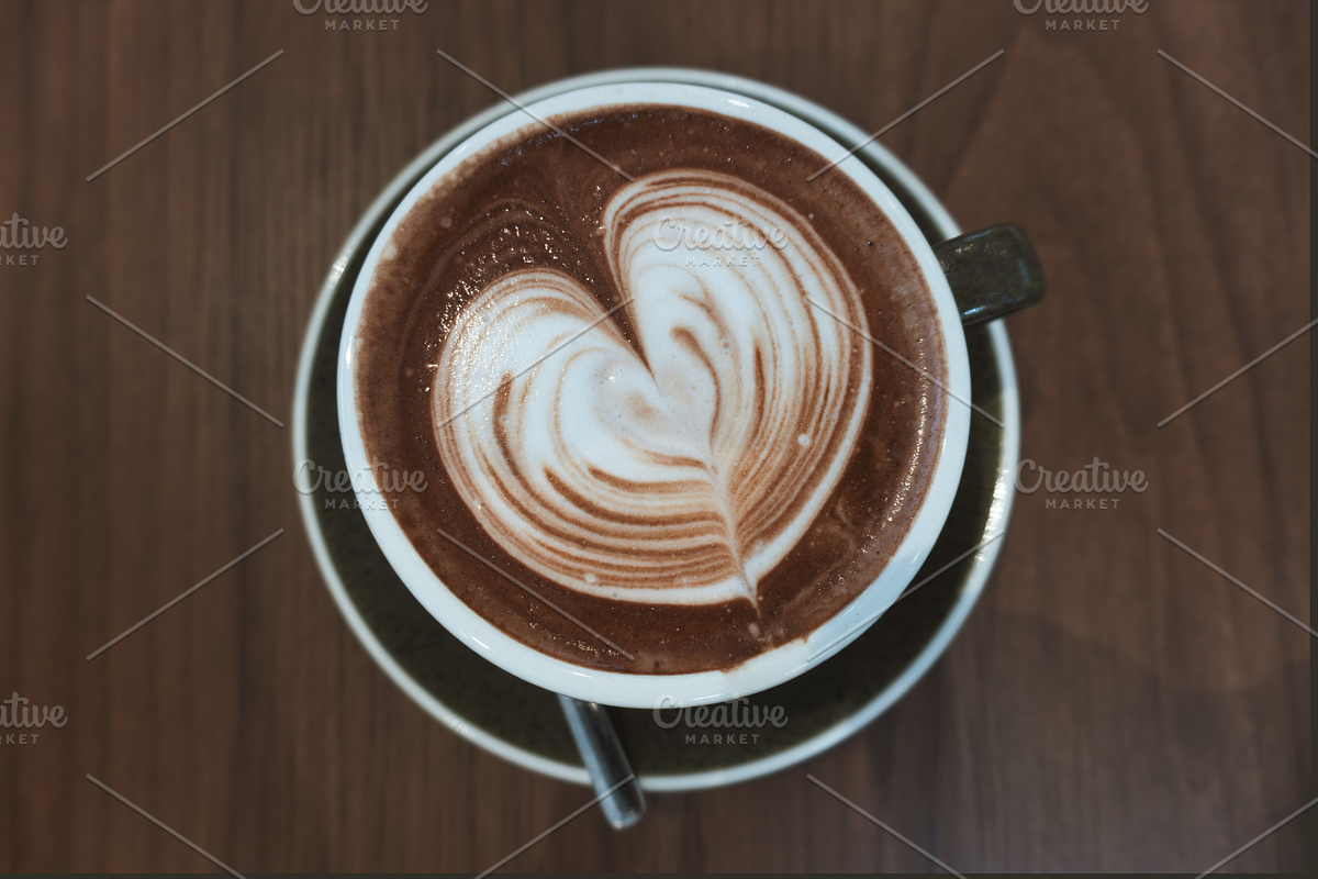 Cozy Cafe Styled Stock: Heart Latte, a Food & Drink Photo by AMMi (Photo 2 of 6)