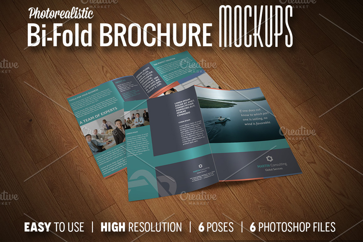 Premium Bi-Fold Brochure Mockups, a Print Template by Illusiongraphic (Photo 1 of 5)