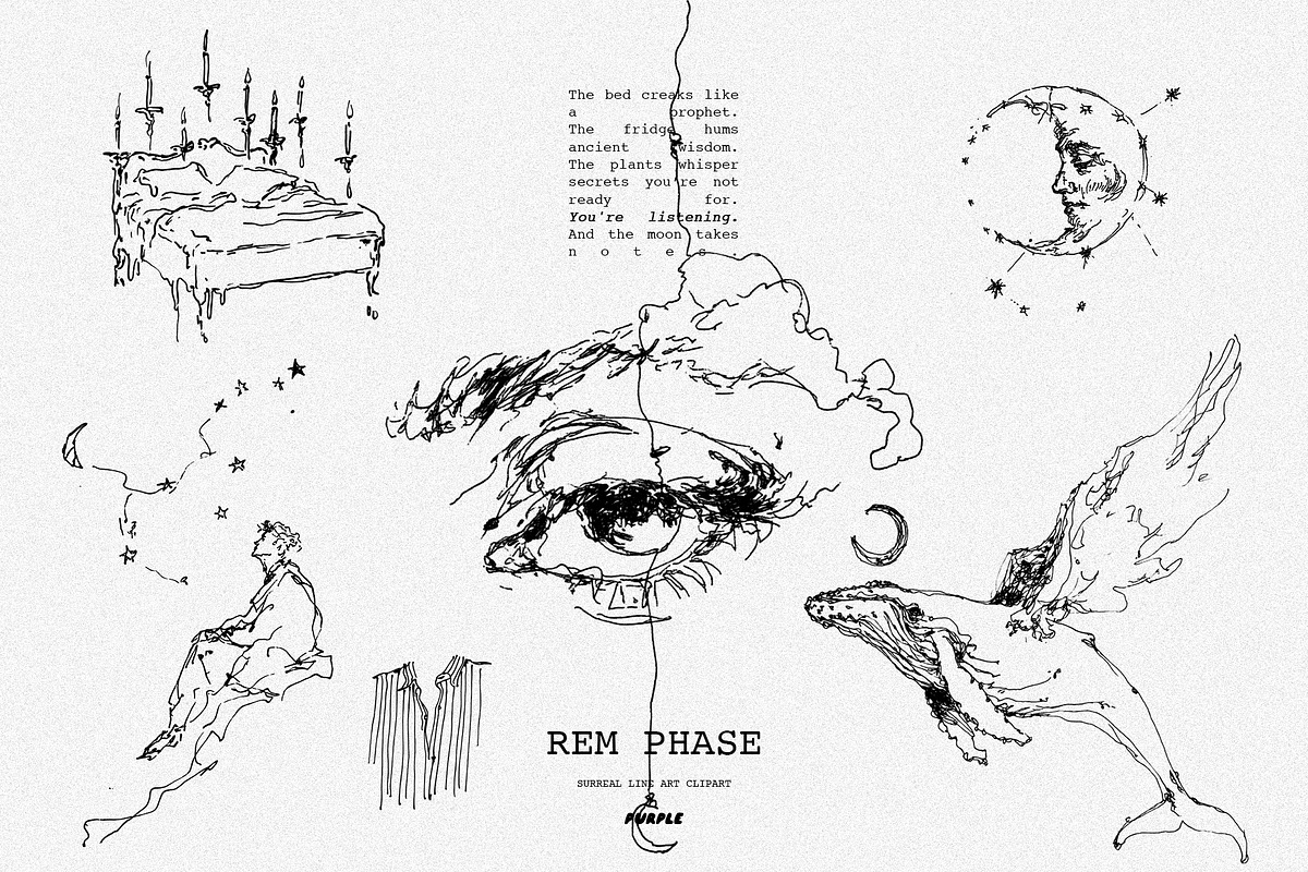 REM Phase: Surreal Line Art Clipart, a Healthcare Illustration by Purple (Photo 3 of 9)