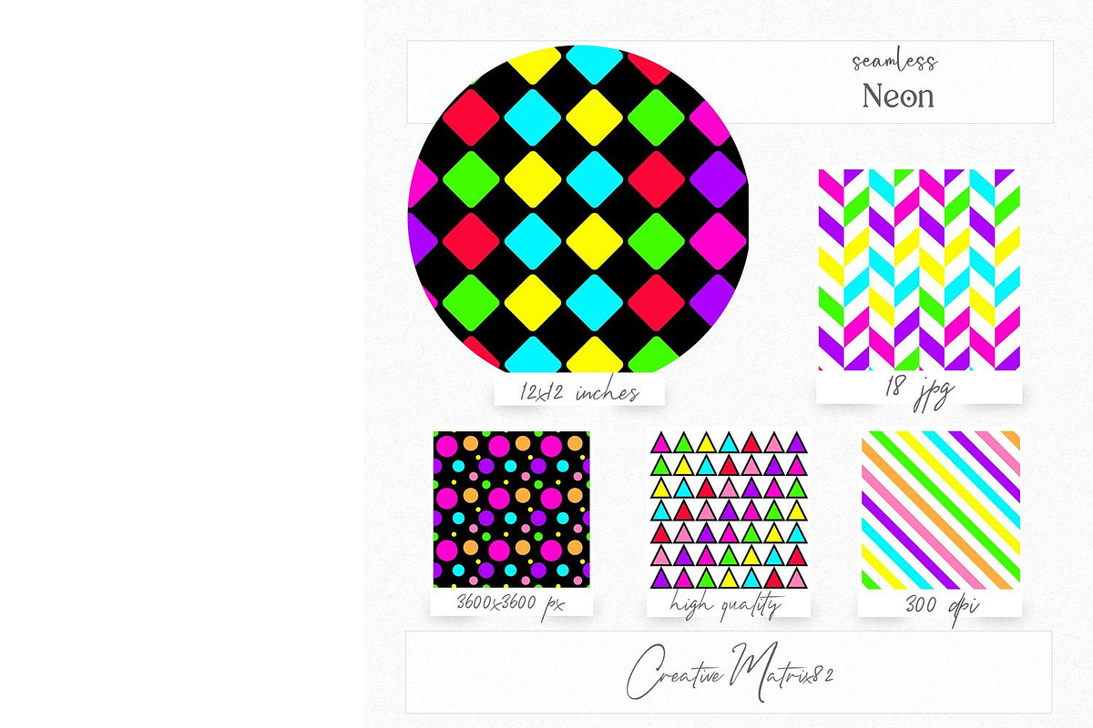 Neon Glow Digital Paper, a Pattern Graphic by Creative Matrix82 (Photo 2 of 5)