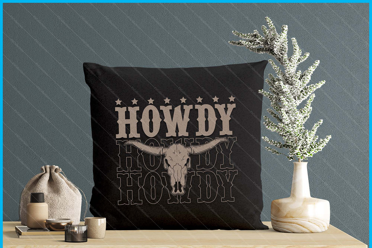 Retro Howdy Cow Bull Skull Cowboy, a Graphic by Creativeusart (Photo 4 of 4)