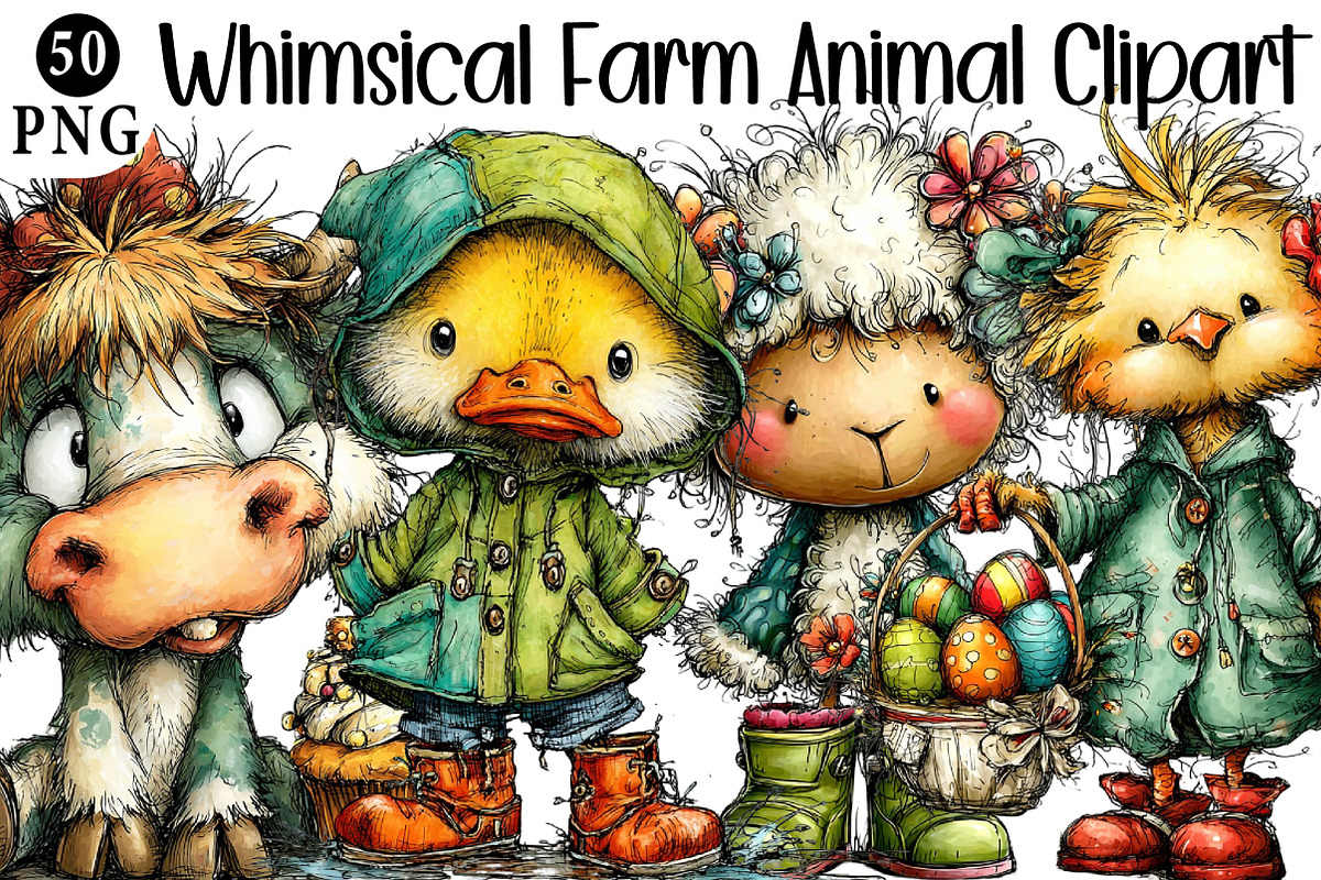 Whimsical Farm Animal Clipart, an Illustration by Daily.Designs (Photo 1 of 5)