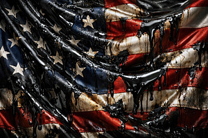 American flag in thick black oil, a Business Photo by Shootdiem