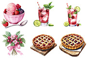Watercolor Cherry Clipart, a Seasonal Illustration by CitraGraphics (Thumbnail 4 of 8)