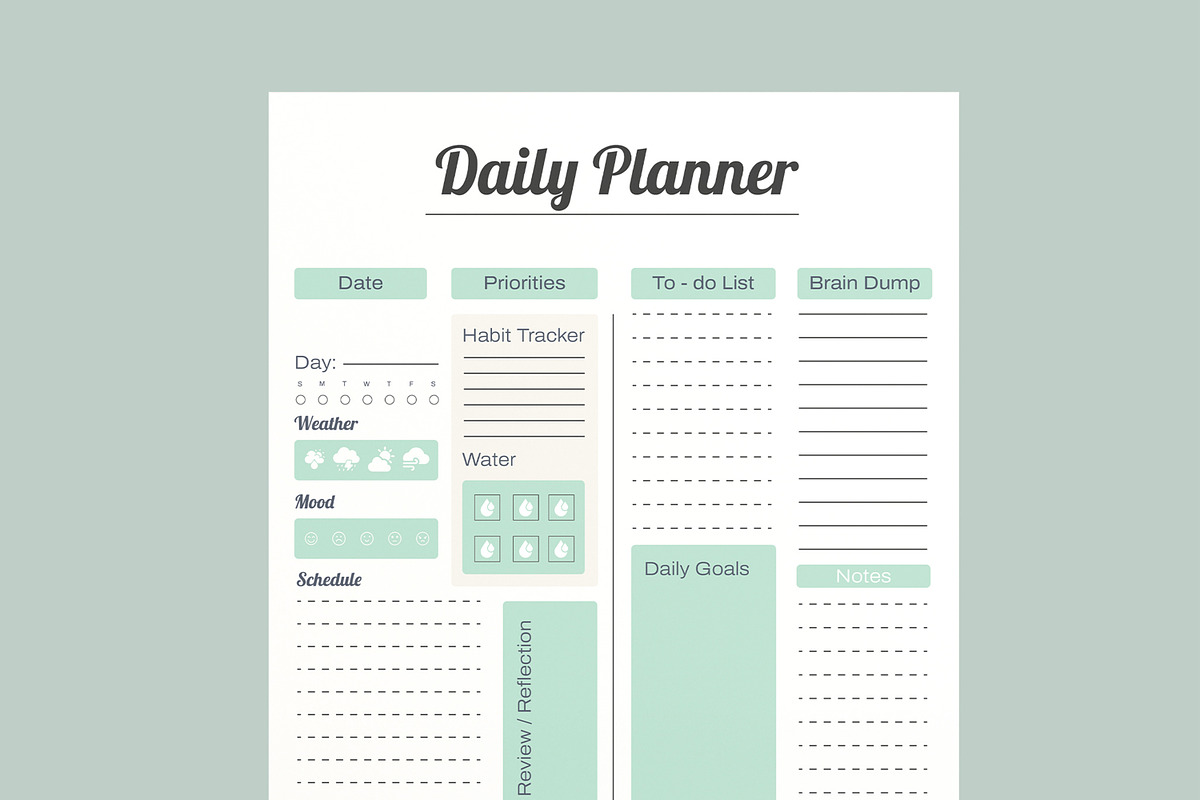 Minimal Daily Planner Template, a Stationery Template by MightyDesign (Photo 4 of 8)