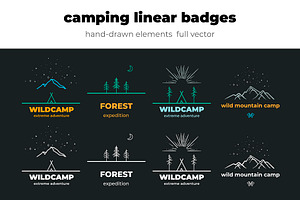 Camping linear Badges