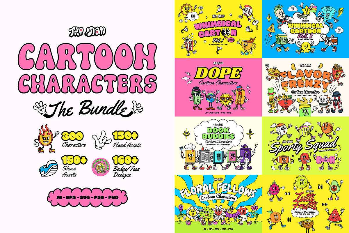 Cartoon Characters, The Bundle, an Illustration by The Isian (Photo 1 of 126)