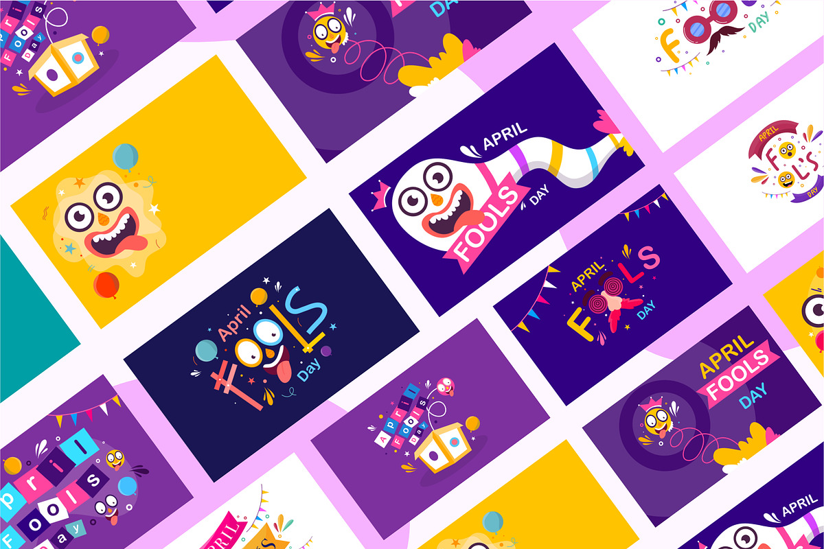 April fools day background 12 set, a Seasonal Illustration by foxndeer (Photo 3 of 4)