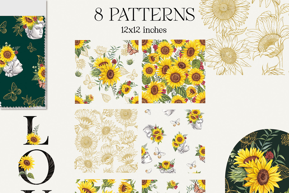 SUNFLOWERS watercolor elements, an Illustration by Elena_Sedova (Photo 10 of 14)