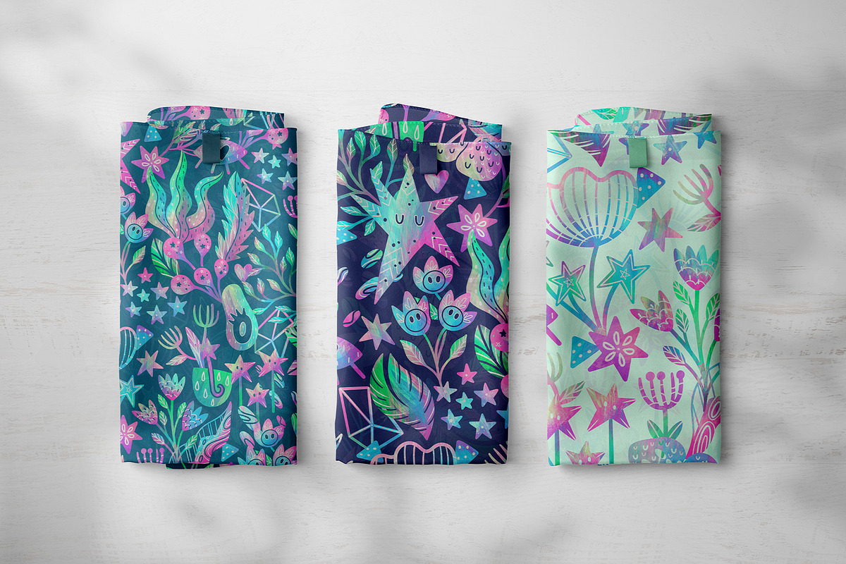 Vibrant Floral Space Pattern, a Pattern Graphic by Velliniki (Photo 3 of 10)
