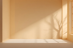 Minimal beige room with large window and soft sunlight casting t, an Abstract Photo by José Manuel Gelpi