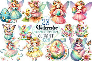 Happy Easter Fairy Sublimation Clipa, an Illustration by DreamCafeArt
