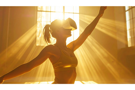 A woman immersed in virtual reality