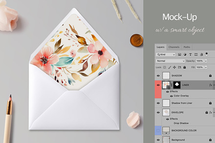 Envelope Liner Mock-up PSD, an Advertising Mockup by Maddy's Art & Mockups