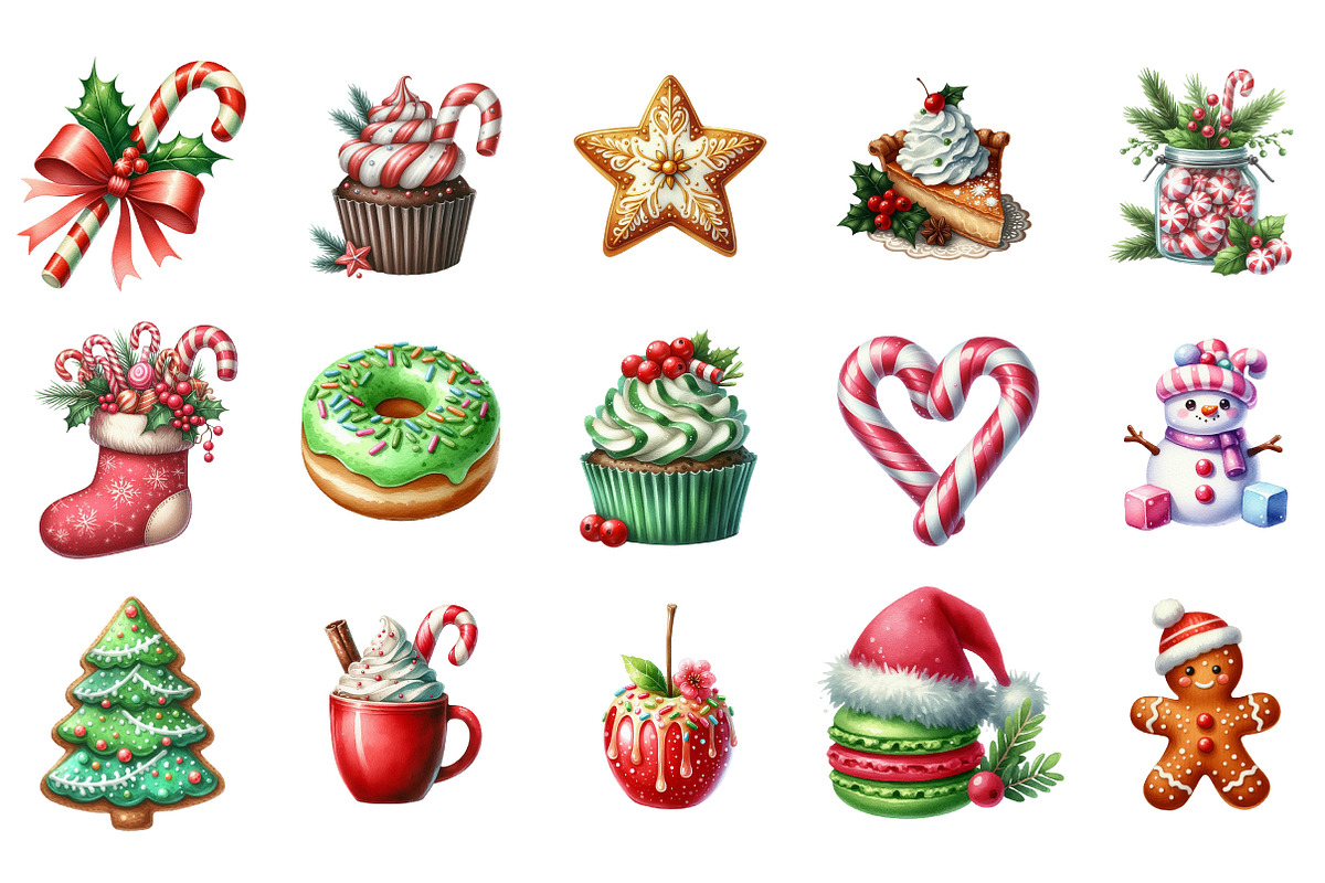 Sweet Christmas Clipart Bundle PNG, an Illustration by Designking (Photo 2 of 5)