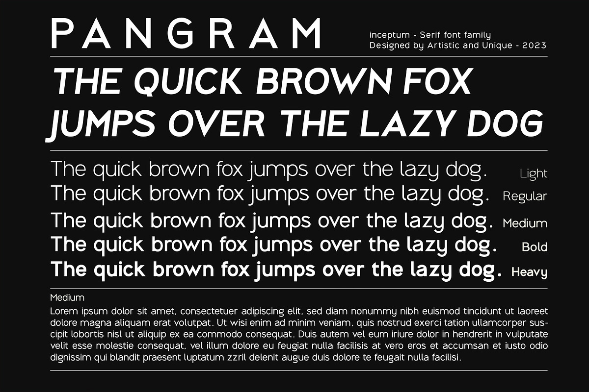 inceptum - Sans serif font family, a Sans Serif Font by Artistic & Unique (Photo 12 of 12)