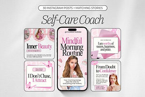 Self-Care Coach Instagram Template, a Social Media Template by ZenSocialDesigns