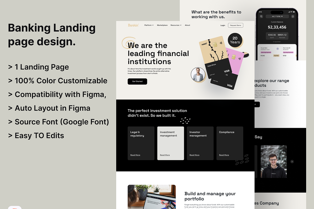 Banking Landing Page Design, a Landing Page Template by UiDex (Photo 1 of 4)