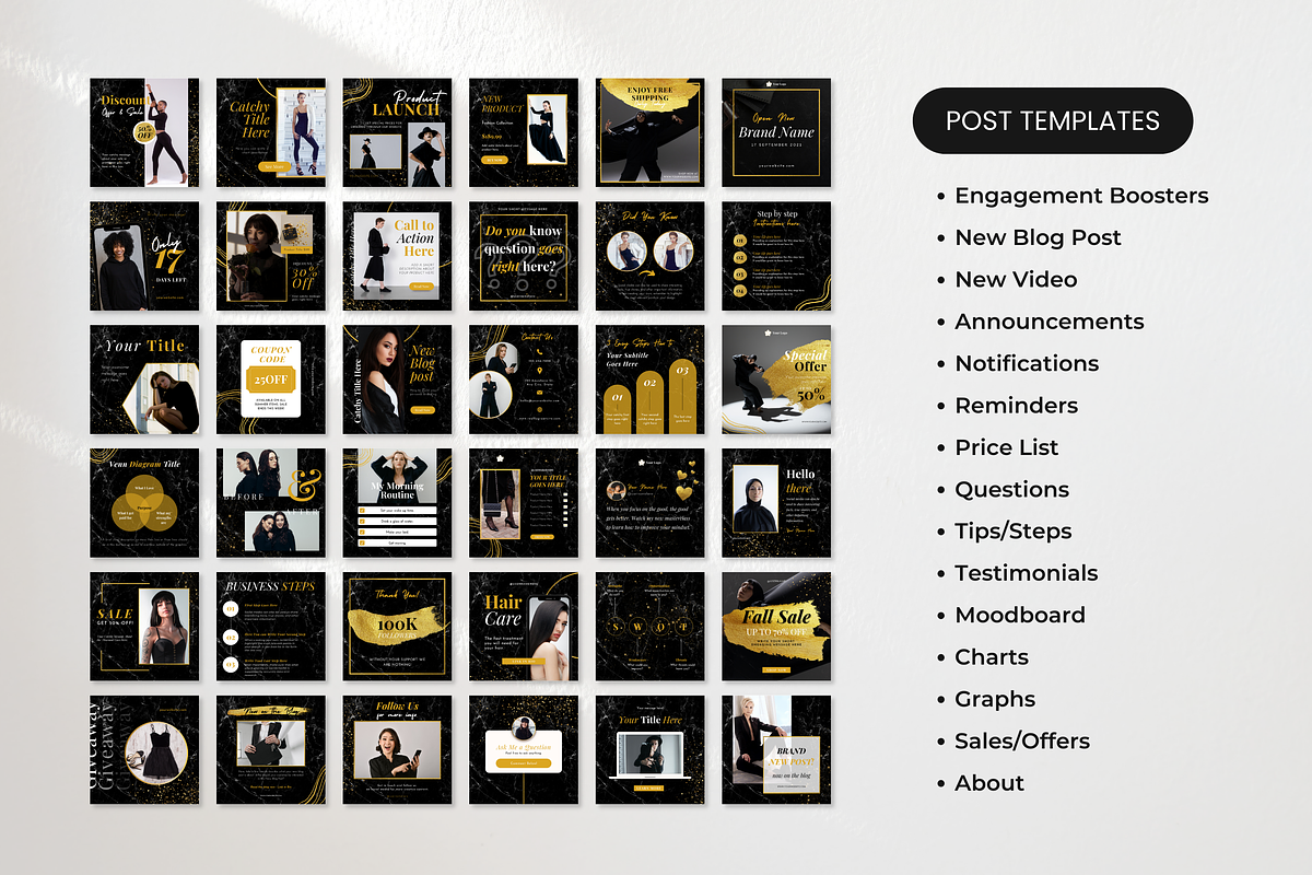 Black & Gold Social Media Bundle Kit