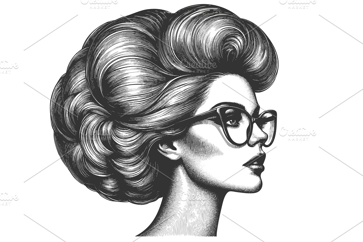 Stylish woman voluminous hair, a Person Illustration by AlexArt