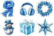 Watercolor Blue Winter Decor Clipart, an Illustration by Watercolor design (Thumbnail 2 of 4)