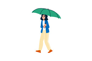 Smiling woman walking with green, an Illustration by pikepicture