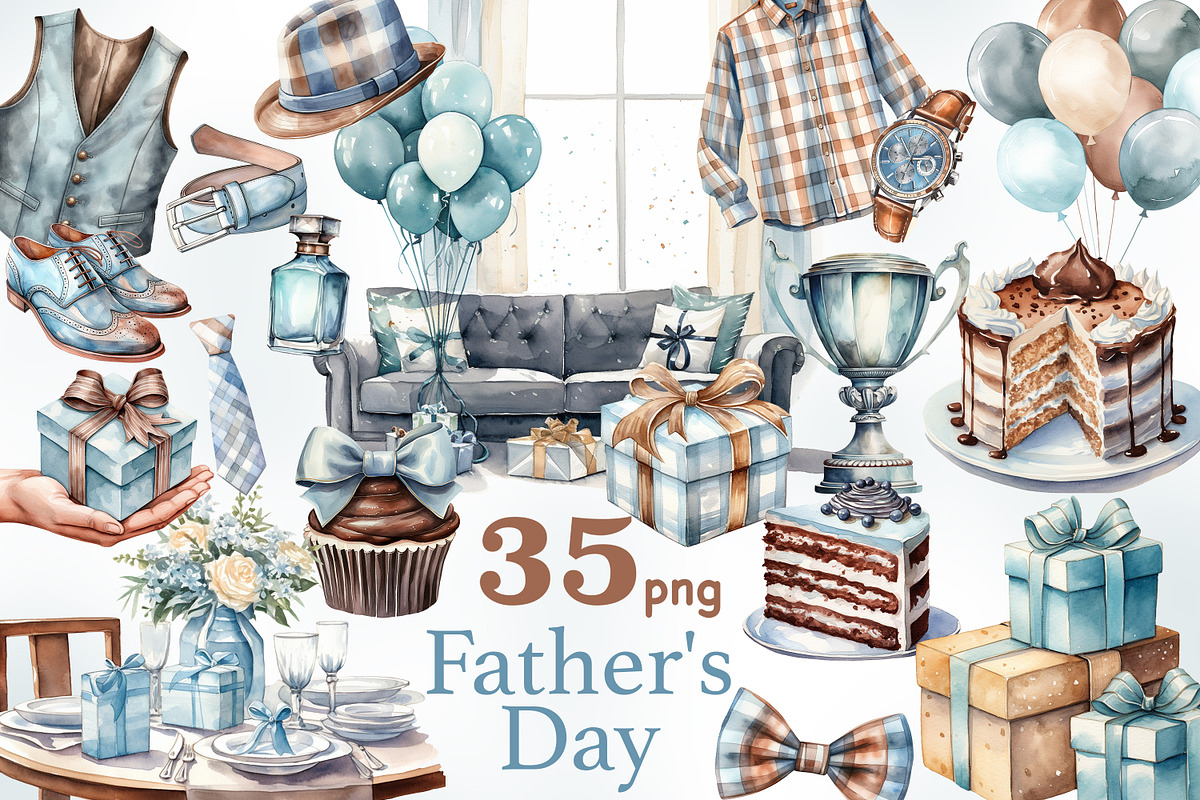 Fathers Day Clipart Bundle, a Person Illustration by GlamArtZhanna (Photo 1 of 6)