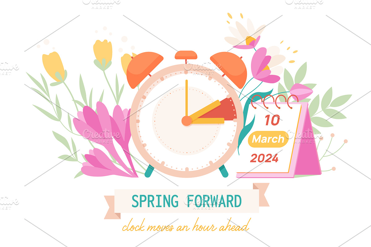 Spring forward 2024 calendar, an Object Illustration by Lemberg Vector