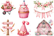 Watercolor Cute Farm Birthday PNG, an Illustration by Designking (Thumbnail 3 of 4)