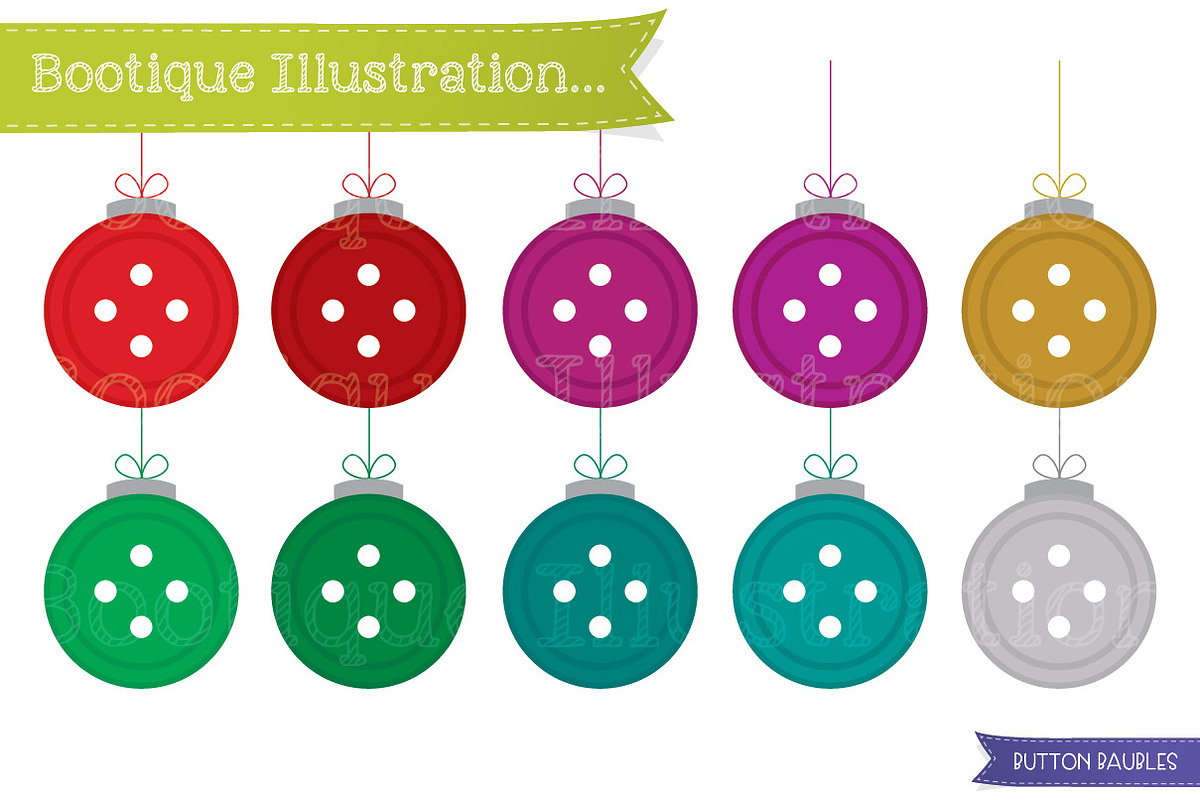Christmas Button Decorations, a Graphic by Bootique Illustration