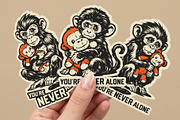 Vector Cute Monkey Sticker Set, an Animal Illustration by daver2002ua (Thumbnail 2 of 4)
