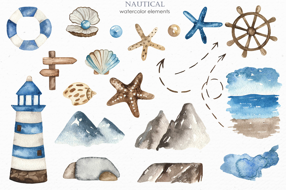 Nautical watercolor collection, a Transportation Illustration by Marina Ermakova (Photo 3 of 7)
