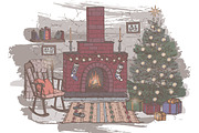 Christmas card with fireplace, a Card Template by Quetzal Art (Thumbnail 3 of 3)