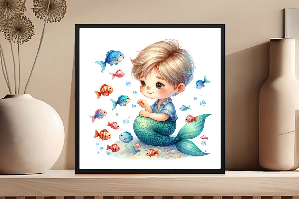Cute Mermaid Clipart, an Illustration by DreamCafeArt (Photo 5 of 5)