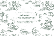 Dinosaur Toile de Jouy Pattern Set, a Background Graphic by Hughes Studio (Thumbnail 1 of 6)