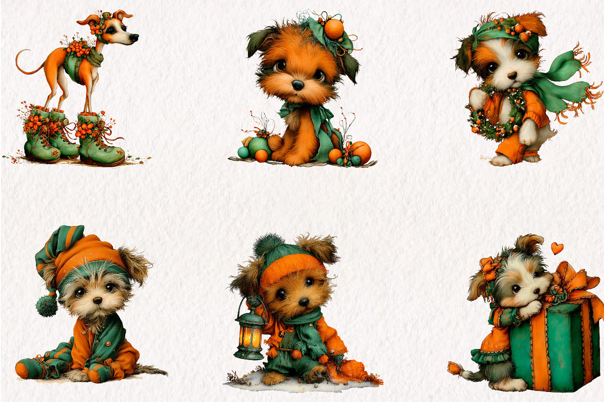 Quirky Christmas Dog Clipart Bundle, a Seasonal Illustration by CreationArt (Photo 3 of 5)
