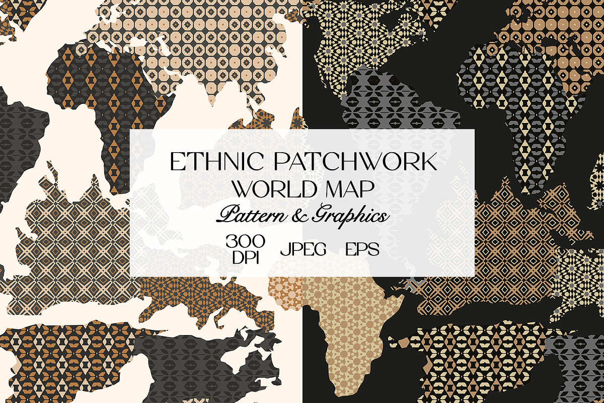 Ethnic Patchwork World Map Pattern, a Pattern Graphic by StudioGlouna