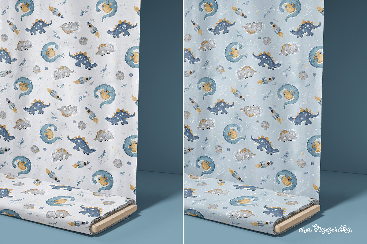 CosmoSaur- Dino Space pattern prints, a Pattern Graphic by Brzozowska (Photo 4 of 7)
