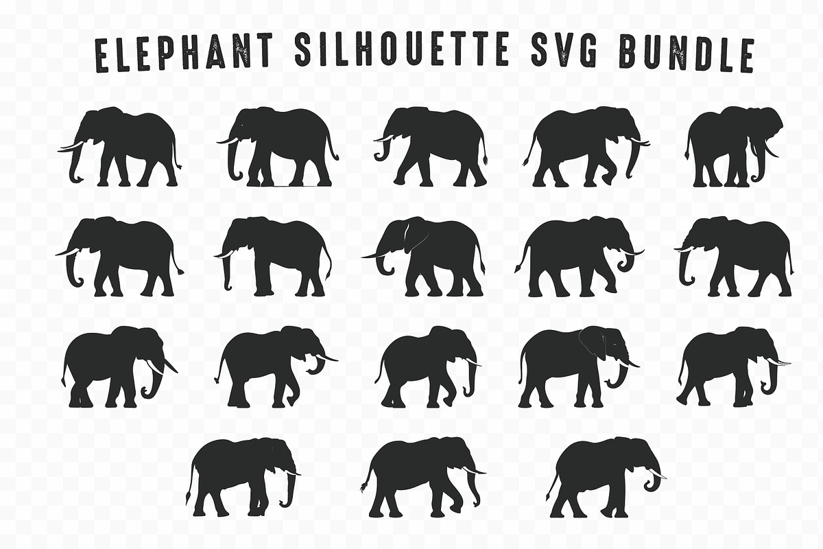 Elephant SVG Silhouette Clipart Set, a Person Illustration by Gfx Expert Team (Photo 2 of 3)