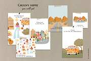 groovy hippie clipart, retro 70s set, a Person Illustration by LyubovZaytseva (Thumbnail 2 of 23)