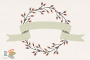 Wreaths laurels ribbons folk flowers, a Decorative Illustration by GrafikBoutique (Thumbnail 2 of 2)