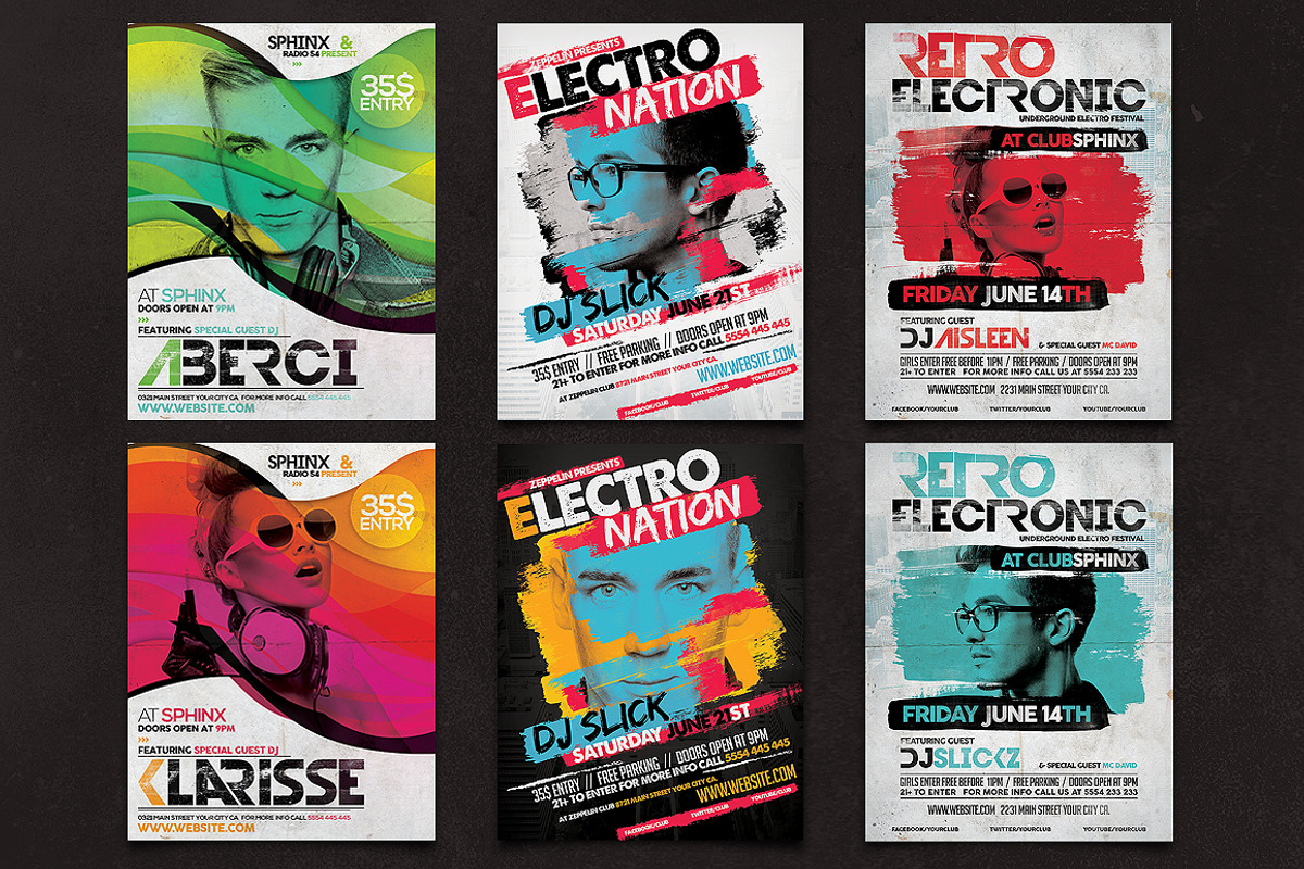12 DJ Event Flyers + FB Covers, a Flyer Template by Graphicdome (Photo 4 of 5)