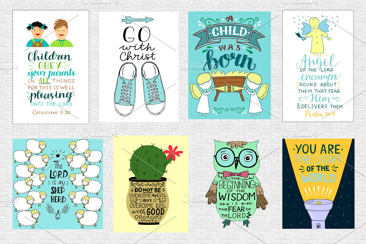BUNDLE 74 BIBLE QUOTES, an Illustration by Ola-la-la (Photo 7 of 15)