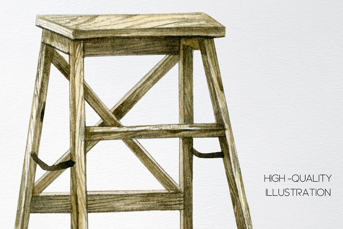 Watercolor rustic wooden clipart, an Object Illustration by yana.fefelova (Photo 3 of 4)