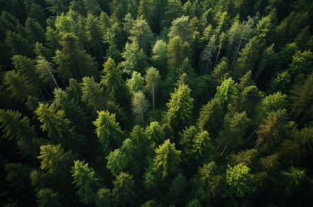 Aerial top view of green forest and green trees, a Nature Photo by AlyaAnd