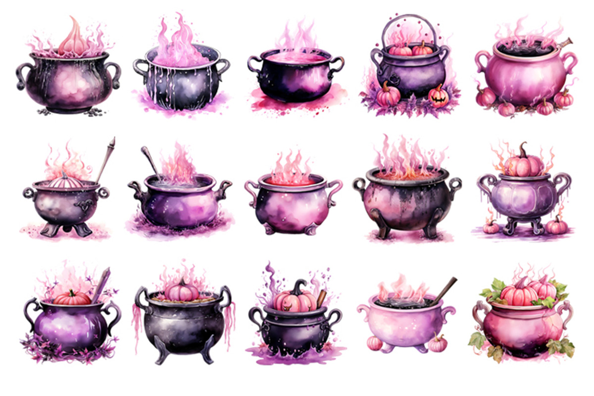 Halloween Pink Cauldron PNG Bundle, a Seasonal Illustration by Creative Arslan (Photo 2 of 7)