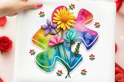 Faux Yarn Autism Puzzle Floral Shirt, an Illustration by designcity5 (Thumbnail 7 of 9)
