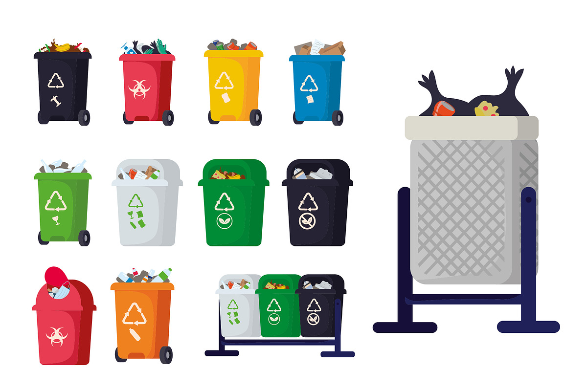 Colorful Recycling Bin Icons