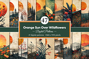 Orange Sun Over Wildflowers, a Decorative Illustration by Housui Patterns (Thumbnail 1 of 8)